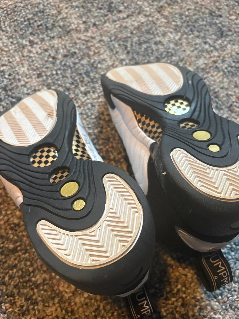 Jordan Kids Black and White Sneakers with Gold Jumpman